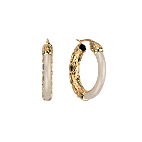 Boucles d'Oreilles Doré Résine Crème Duo Les Georgettes | UB Bijoux