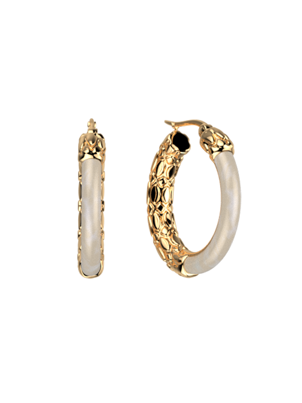 Boucles d'Oreilles Doré Résine Crème Duo Les Georgettes | UB Bijoux