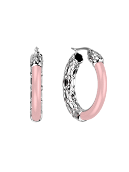 Boucles d'Oreilles Couleur Argent Résine Rose Duo Les Georgettes | UB Bijoux