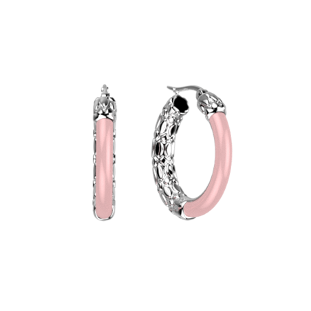 Boucles d'Oreilles Couleur Argent Résine Rose Duo Les Georgettes | UB Bijoux
