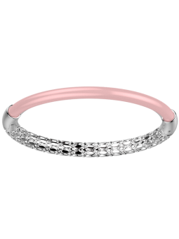 Bracelet Jonc Couleur Argent Résine Rose Duo Les Georgettes | UB Bijoux