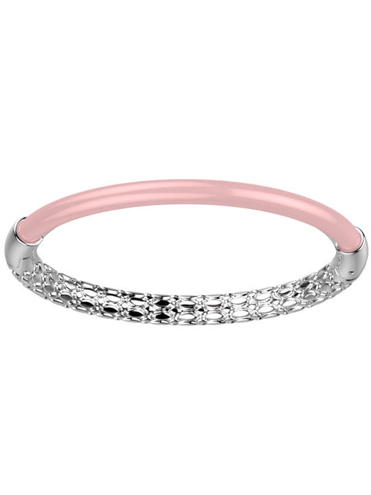 Bracelet Jonc Couleur Argent Résine Rose Duo Les Georgettes | UB Bijoux