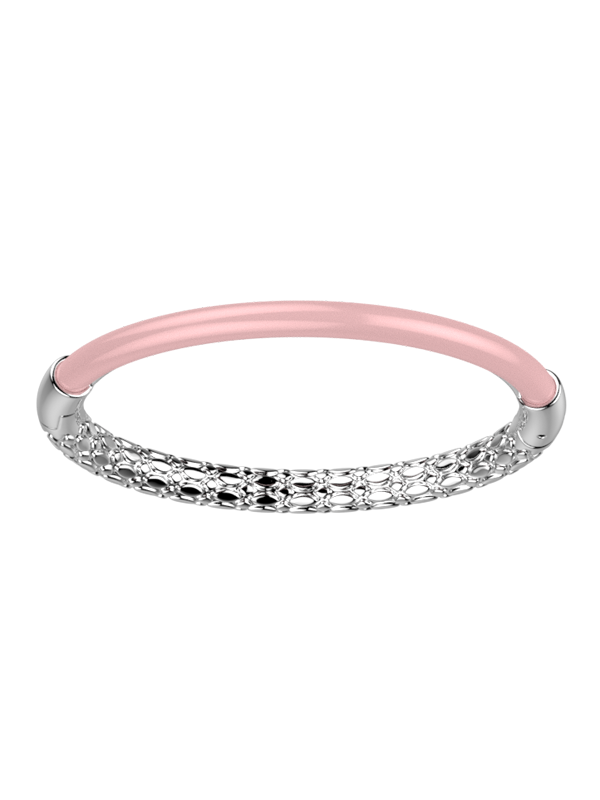 Bracelet Jonc Couleur Argent Résine Rose Duo Les Georgettes | UB Bijoux