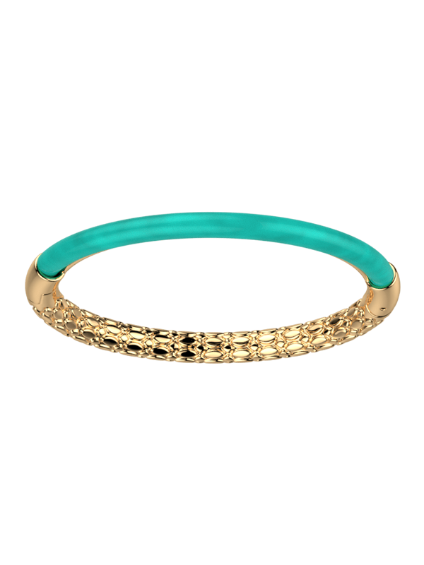 Bracelet Jonc Doré Résine Turquoise Duo Les Georgettes | UB Bijoux