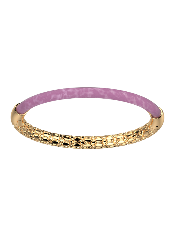 Bracelet Jonc Doré Résine Mauve Duo Les Georgettes | UB Bijoux