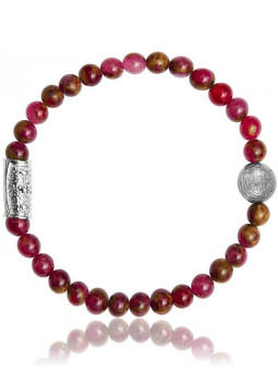 Bracelet Perle Jaspe Rouge et Talisman Lauren Steven | UB Bijoux
