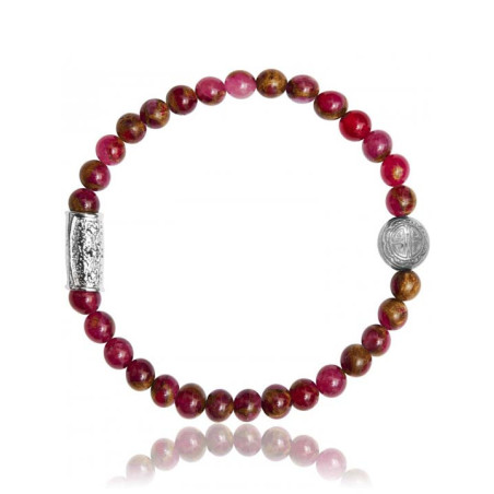 Bracelet Perle Jaspe Rouge et Talisman Lauren Steven | UB Bijoux