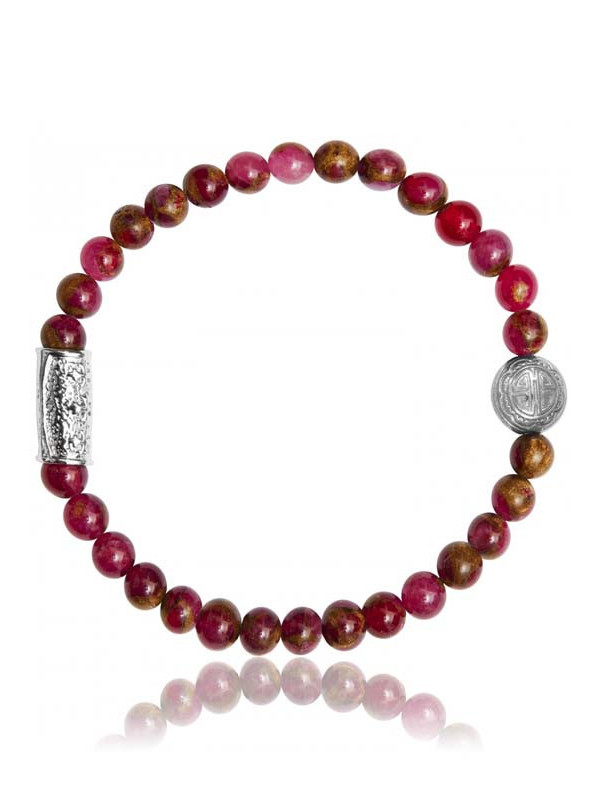 Bracelet Perle Jaspe Rouge et Talisman Lauren Steven | UB Bijoux