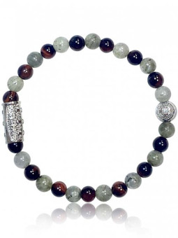 Bracelet Perle Labradorite Oeil de Tigre Rouge Lauren Steven | UB Bijoux