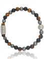 Bracelet Perle Agate Noire Hématite Oeil de Tigre Lauren Steven | UB Bijoux