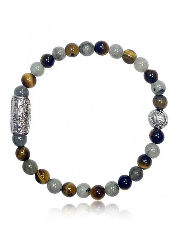 Bracelet Perle Labradorite Oeil de Tigre Lauren Steven | UB Bijoux