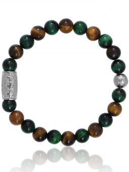 Bracelet Perle Oeil de Tigre et Oeil de Tigre Vert Lauren Steven | UB Bijoux