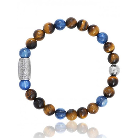 Bracelet Perle Oeil de Tigre Cyanite Lauren Steven | UB Bijoux