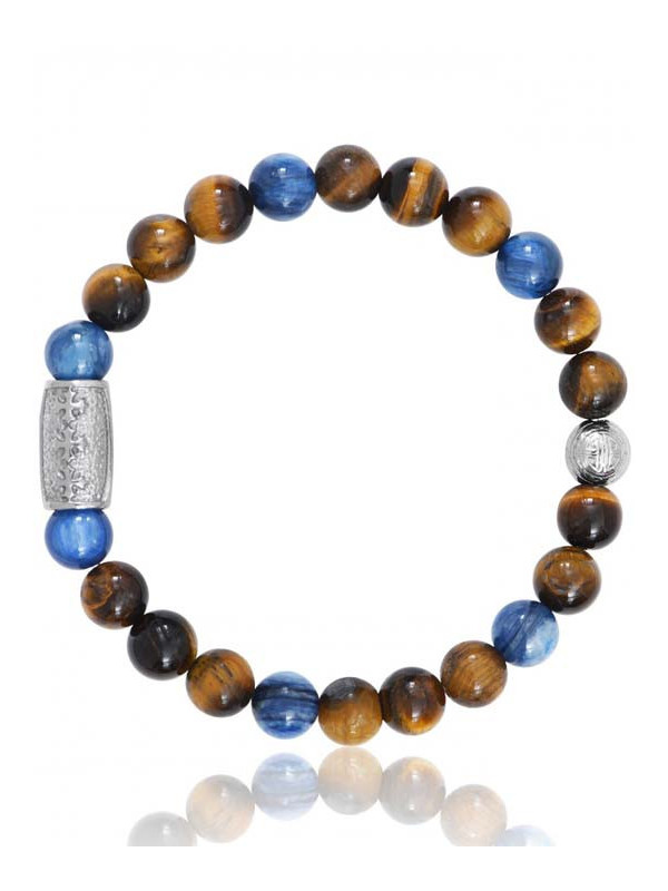 Bracelet Perle Oeil de Tigre Cyanite Lauren Steven | UB Bijoux