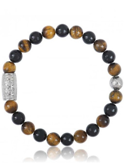 Bracelet Perle Oeil de Tigre Agate Noire Lauren Steven | UB Bijoux