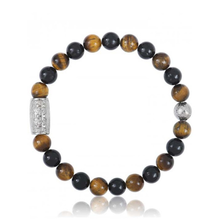 Bracelet Perle Oeil de Tigre Agate Noire Lauren Steven | UB Bijoux