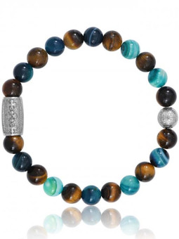 Bracelet Perle Oeil de Tigre Agate Verte Lauren Steven | UB Bijoux