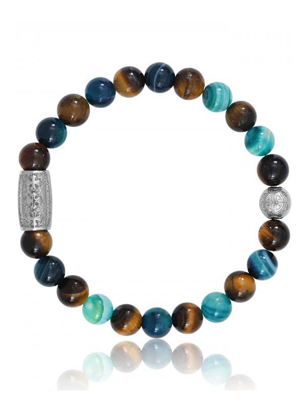 Bracelet Perle Oeil de Tigre Agate Verte Lauren Steven | UB Bijoux