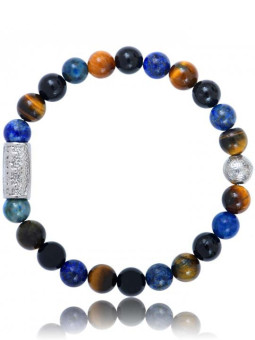 Bracelet Perle Agate Noire Lapis Lazuli Oeil de Tigre Lauren Steven | UB Bijoux