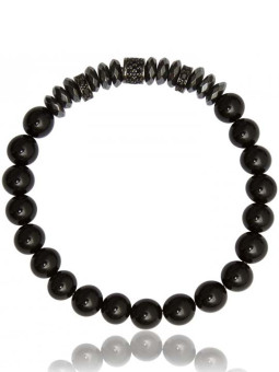 Bracelet Perle Agate Noire Zircon Lauren Steven | UB Bijoux