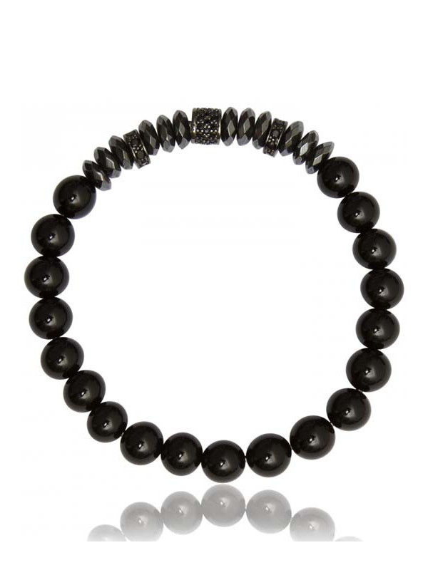 Bracelet Perle Agate Noire Zircon Lauren Steven | UB Bijoux