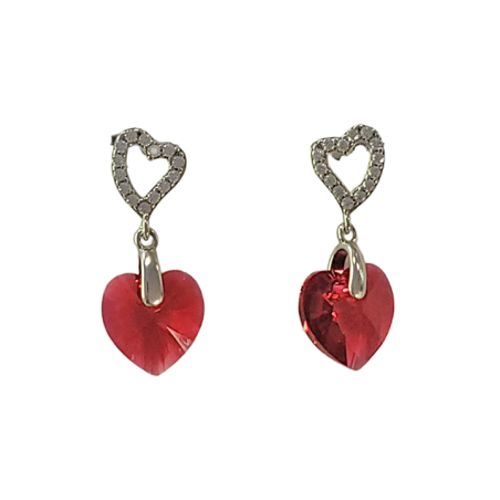 Boucles d'Oreilles Argent Coeur Cristal et Oxydes de Zirconium Spark | UB Bijoux