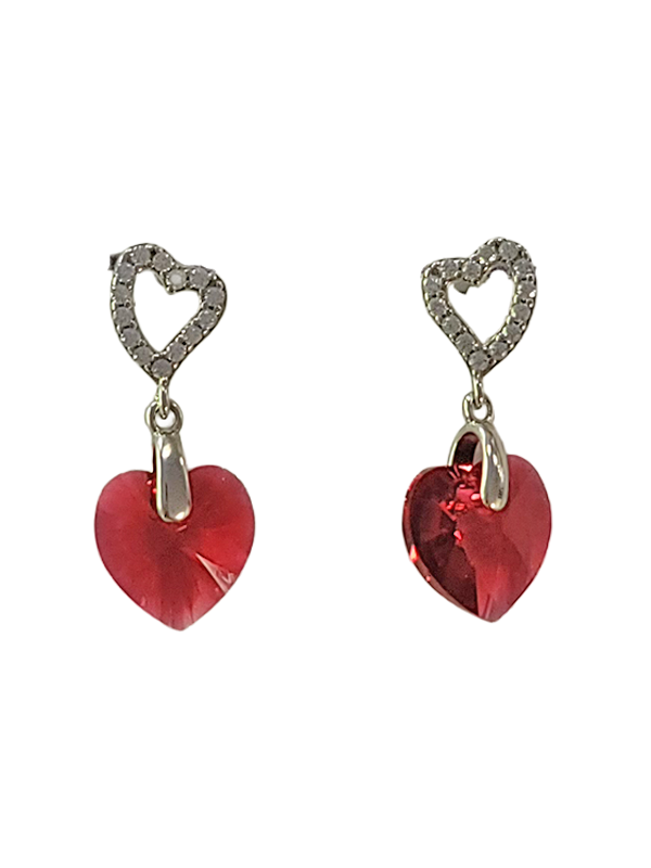 Boucles d'Oreilles Argent Coeur Cristal et Oxydes de Zirconium Spark | UB Bijoux