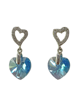 Boucles d'Oreilles Argent Coeur Cristal et Oxydes de Zirconium Spark | UB Bijoux