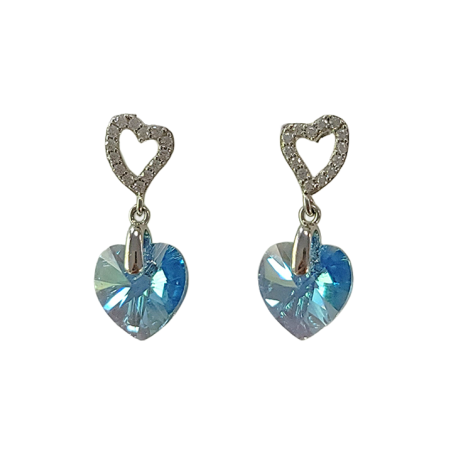 Boucles d'Oreilles Argent Coeur Cristal et Oxydes de Zirconium Spark | UB Bijoux