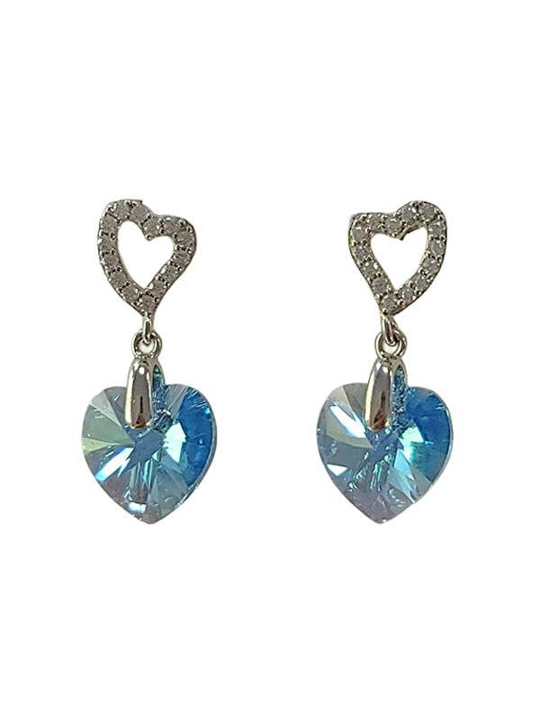 Boucles d'Oreilles Argent Coeur Cristal et Oxydes de Zirconium Spark | UB Bijoux