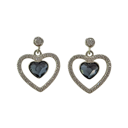 Boucles d'Oreilles Argent Coeur Cristal et Oxydes de Zirconium Spark | UB Bijoux