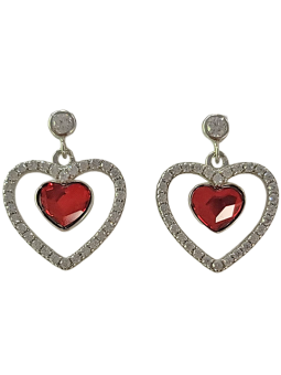 Boucles d'Oreilles Argent Coeur Cristal et Oxydes de Zirconium Spark | UB Bijoux