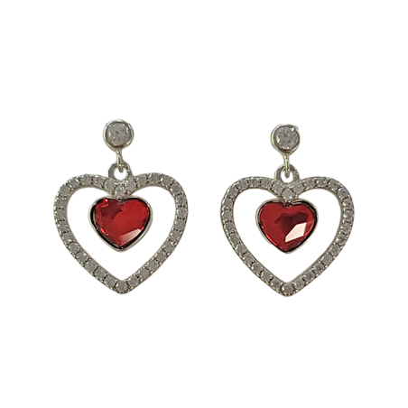 Boucles d'Oreilles Argent Coeur Cristal et Oxydes de Zirconium Spark | UB Bijoux