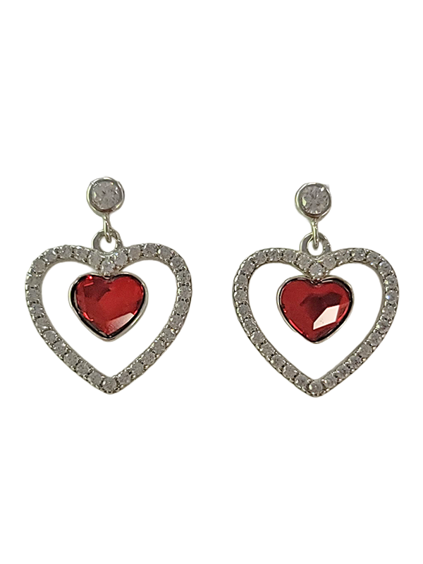 Boucles d'Oreilles Argent Coeur Cristal et Oxydes de Zirconium Spark | UB Bijoux