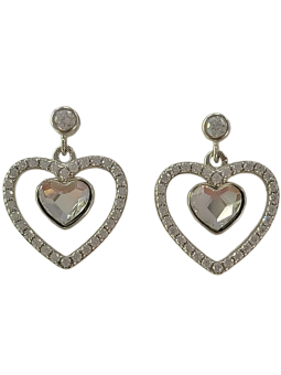 Boucles d'Oreilles Argent Coeur Cristal et Oxydes de Zirconium Spark | UB Bijoux