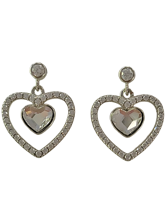 Boucles d'Oreilles Argent Coeur Cristal et Oxydes de Zirconium Spark | UB Bijoux
