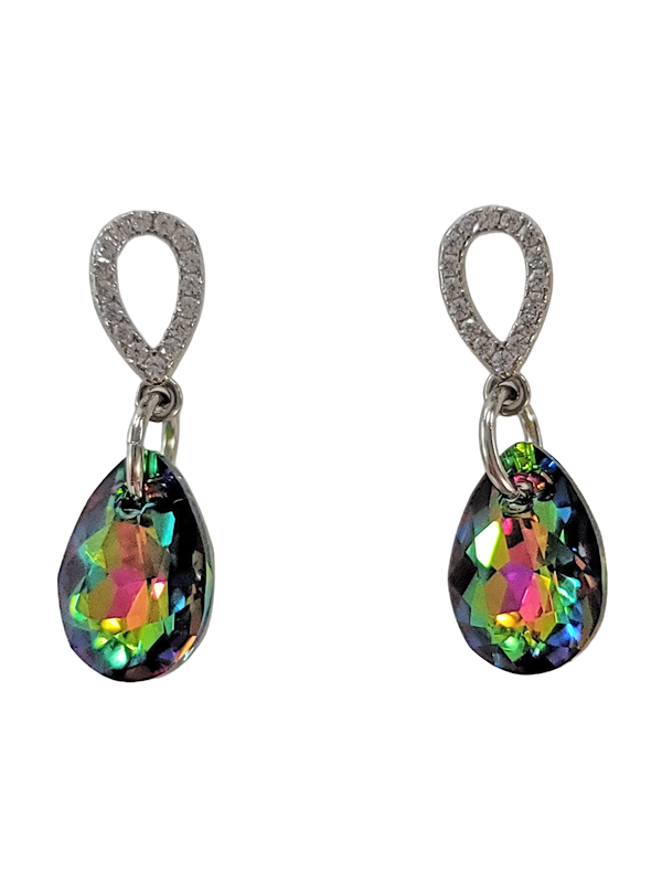 Boucles d'Oreilles Argent Cristal et Oxydes de Zirconium Spark | UB Bijoux
