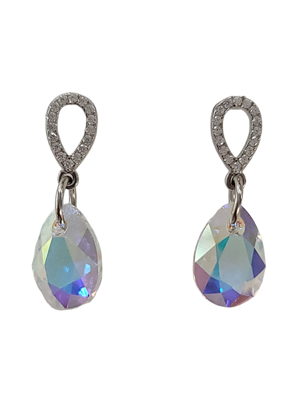 Boucles d'Oreilles Argent Cristal et Oxydes de Zirconium Spark | UB Bijoux
