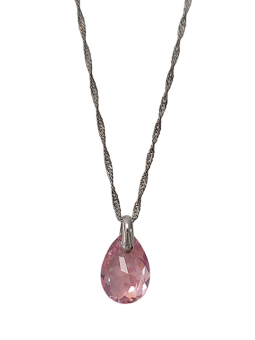 Collier Argent et Cristal Rose Spark | UB Bijoux