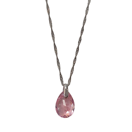 Collier Argent et Cristal Rose Spark | UB Bijoux