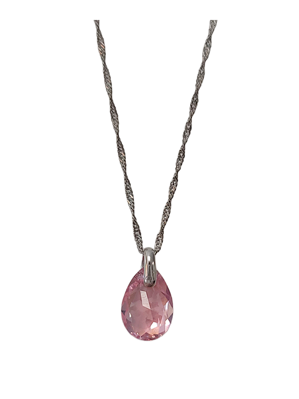 Collier Argent et Cristal Rose Spark | UB Bijoux