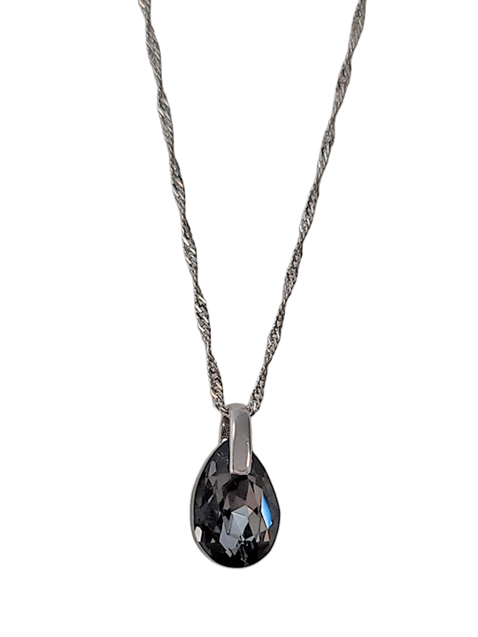 Collier Argent et Cristal Noir Spark | UB Bijoux