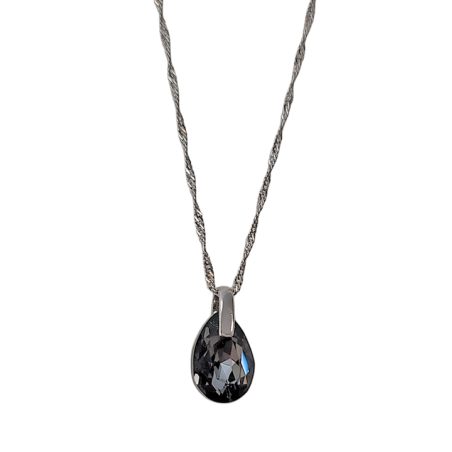 Collier Argent et Cristal Noir Spark | UB Bijoux