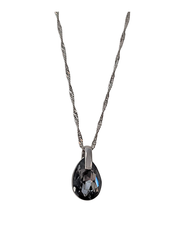 Collier Argent et Cristal Noir Spark | UB Bijoux