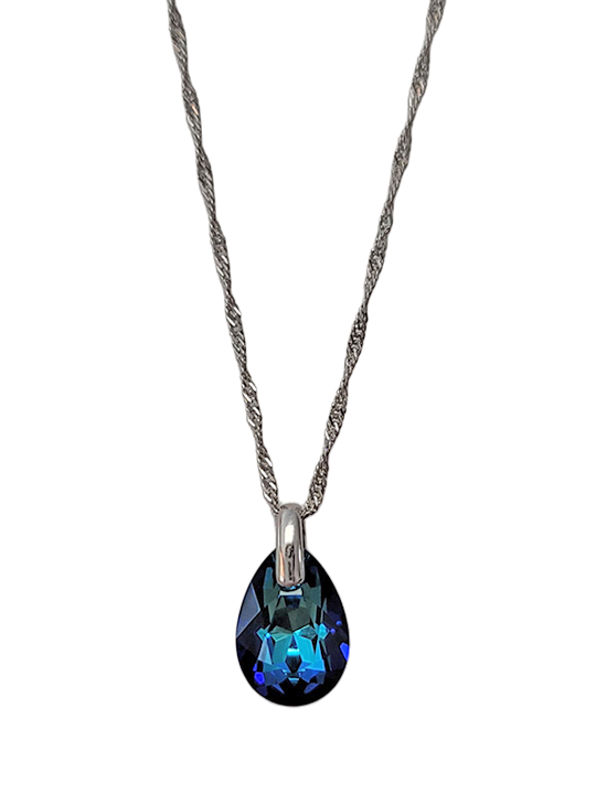 Collier Argent et Cristal Bleu Spark | UB Bijoux