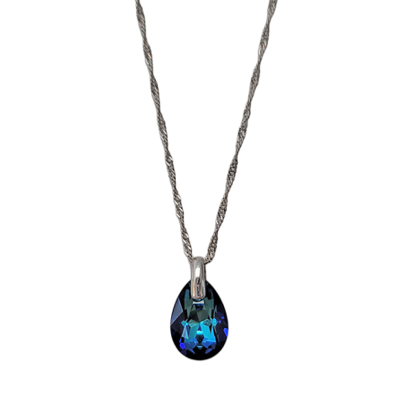 Collier Argent et Cristal Bleu Spark | UB Bijoux