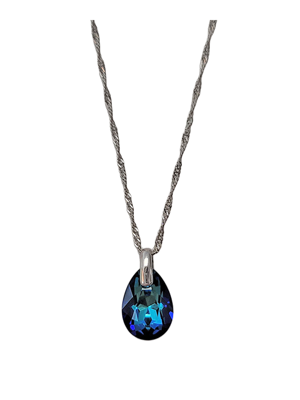 Collier Argent et Cristal Bleu Spark | UB Bijoux