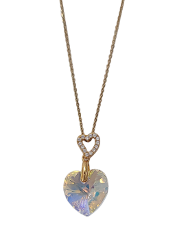 Collier Plaqué Or Oxydes de Zirconium et Cristal Coeur Spark | UB Bijoux