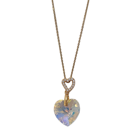 Collier Plaqué Or Oxydes de Zirconium et Cristal Coeur Spark | UB Bijoux
