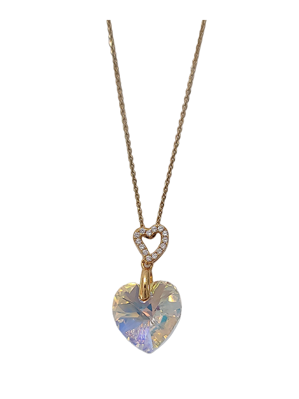 Collier Plaqué Or Oxydes de Zirconium et Cristal Coeur Spark | UB Bijoux